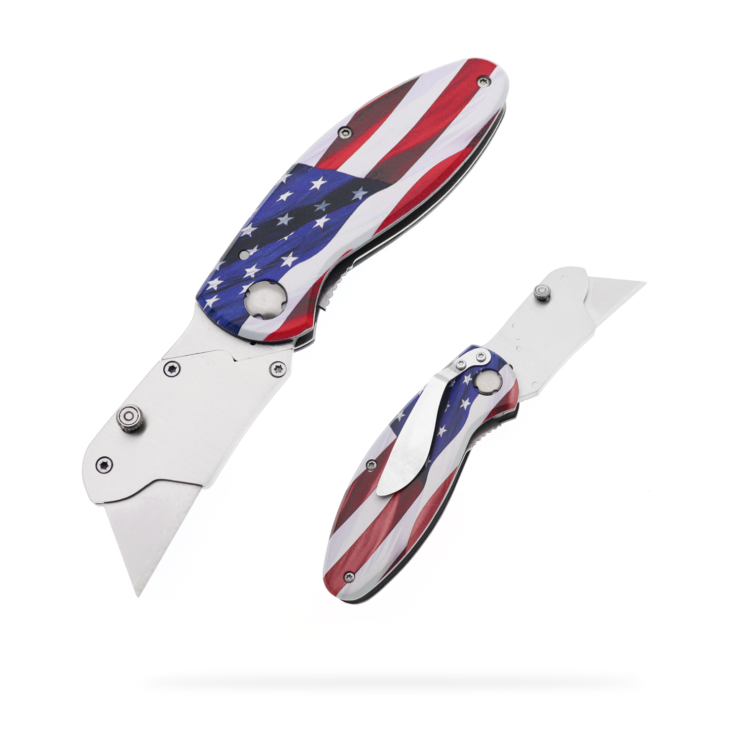 Manufacturers wholesale stainless steel folding utility knife aluminum alloy handle 3D printing pattern outdoor camping portable pocket