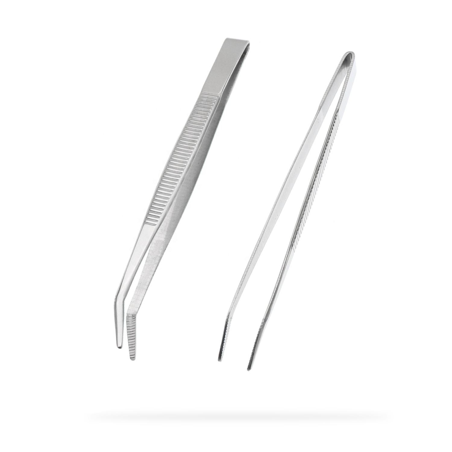 Factory Goods In Stock 11.3Cm/4.45Instainless Steel Tweezers Pointy Toothed Elbow Metal Tweezers Clip Batch