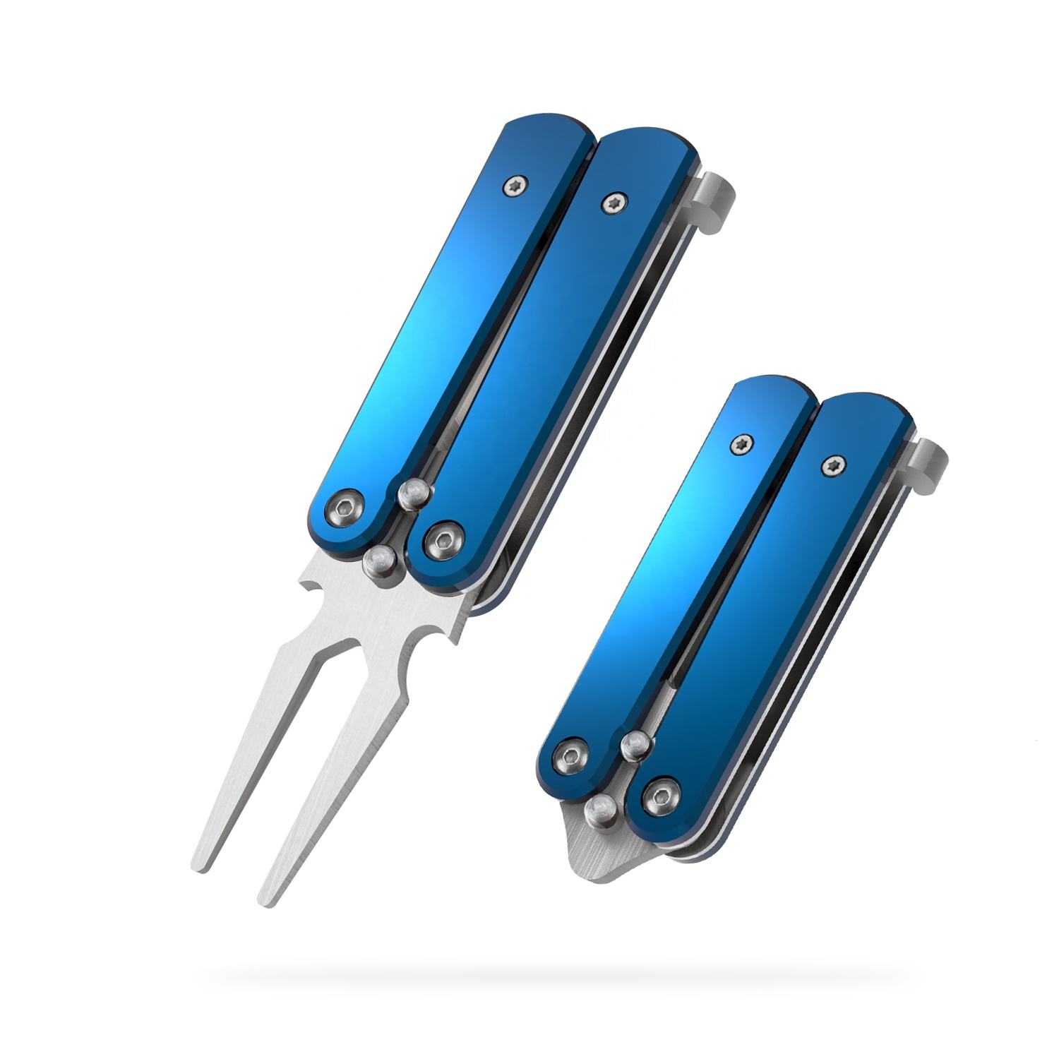 Butterfly Golf Divot Repair Tool Stainless Steel with Putting Alignment Ball Markers Golf Divot Pitch Fork Repair Metal Craft