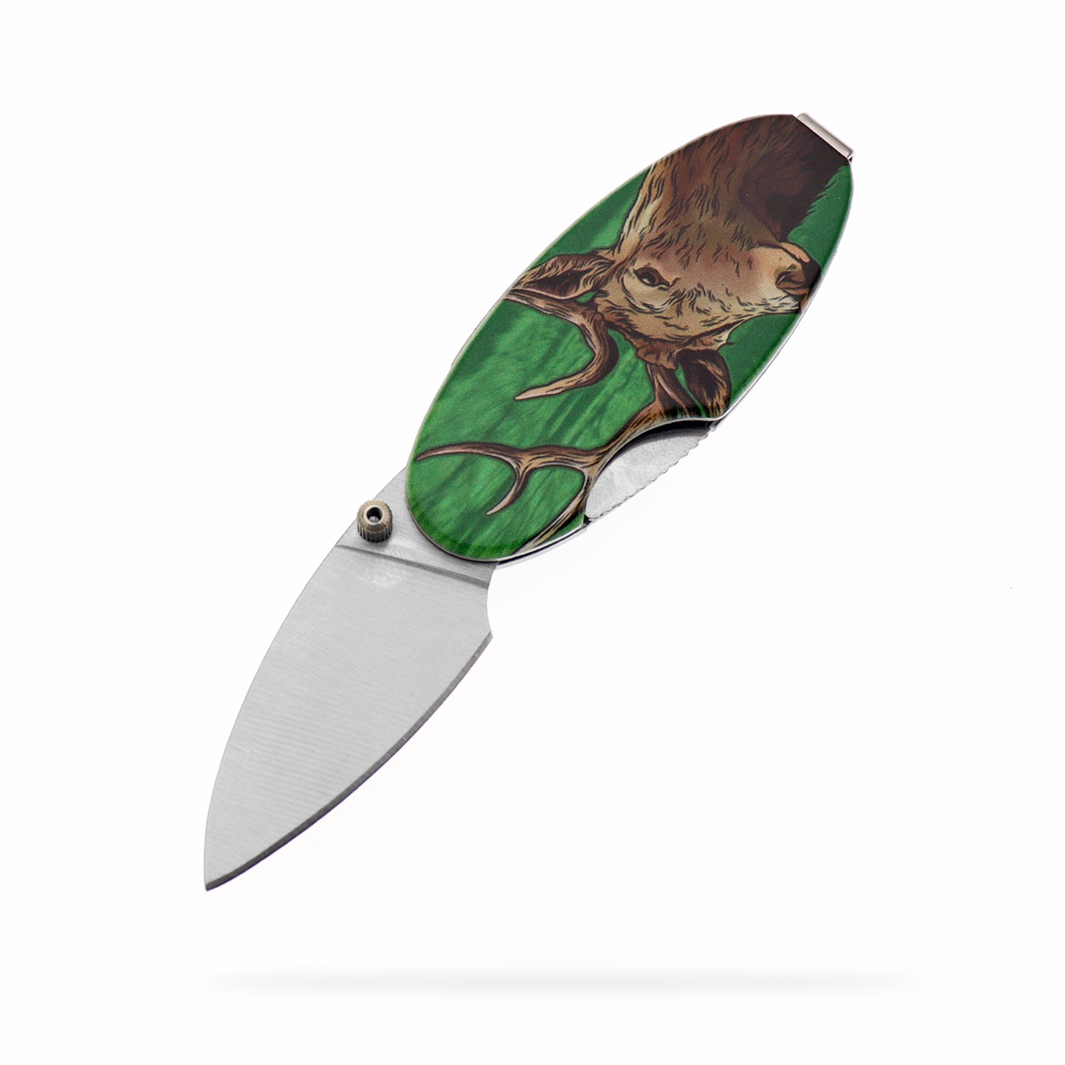Manufacturer supply gift knife Christmas main body deer head designated pattern stainless steel folding knife wallet promotion holiday